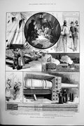 Old Print Sketches At The Royal Naval Exhibition Chelsea 1891 Hms Victory 19th