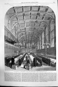 Antique Old Print Dining Hall Christs Hospital Grace Dinner Singing Hymn 1862