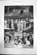 Antique Old Print Night Fete Botanic Gardens Regents Park Promenade Tent 1881