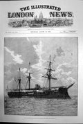 Antique Old Print The Marengo Flagship The French Squadron At Portsmouth 1891