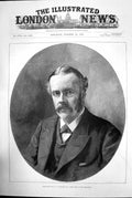 Antique Old Print Right Honourable Aj Balfour First Lord The Treasury 1891 19th