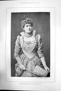 Antique Old Print Miss Ellen Terry As Beatrice Much Ado About Nothing 1891 19th