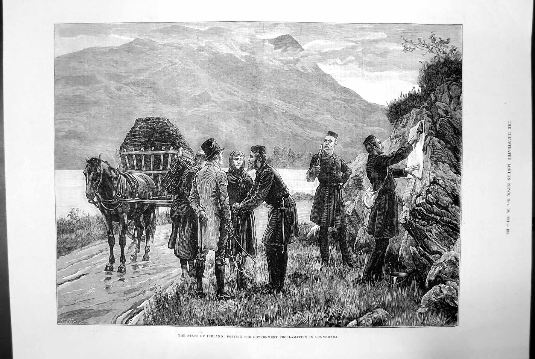 Antique Print State Ireland Posting Government Proclamation Connemara 1881 19th