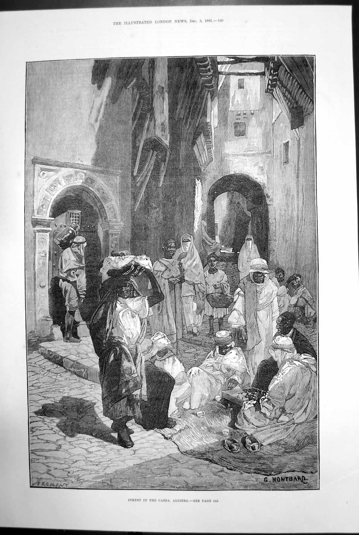 Old Antique Print Street In The Casba Algiers G Montbard Street Path 1881 19th