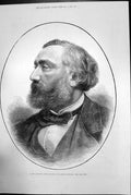 Old Antique Print M Leon Gambetta Prime Minister The French Republic 1881 19th
