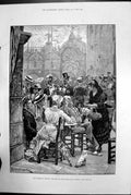 Antique Print Tourist In Venice Band On The Piazza St Marks Woodville 1881 19th