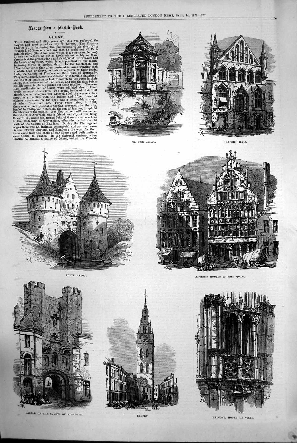 Old Drapers Hall Porte Rabot Quay Belfry Flanders Hotel De Ville 1872 Victorian