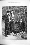 Antique Old Print An Artist The Pavement Ponto Heart Storms Man Begging 1872