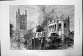 Original Old Antique Print The Fire At Canterbury Cathedral 1872 19th