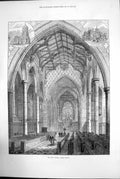 Old Print The New Chapel Rugby School New Buildings Dunchurch Street 1872 19th
