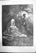 Antique Print The Flight Into Egypt Rest By The Way H Prell Baby Tree 1890 19th