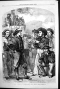 Original Old Antique Print Group Recruits Majestys Naval Reserve Force 1860