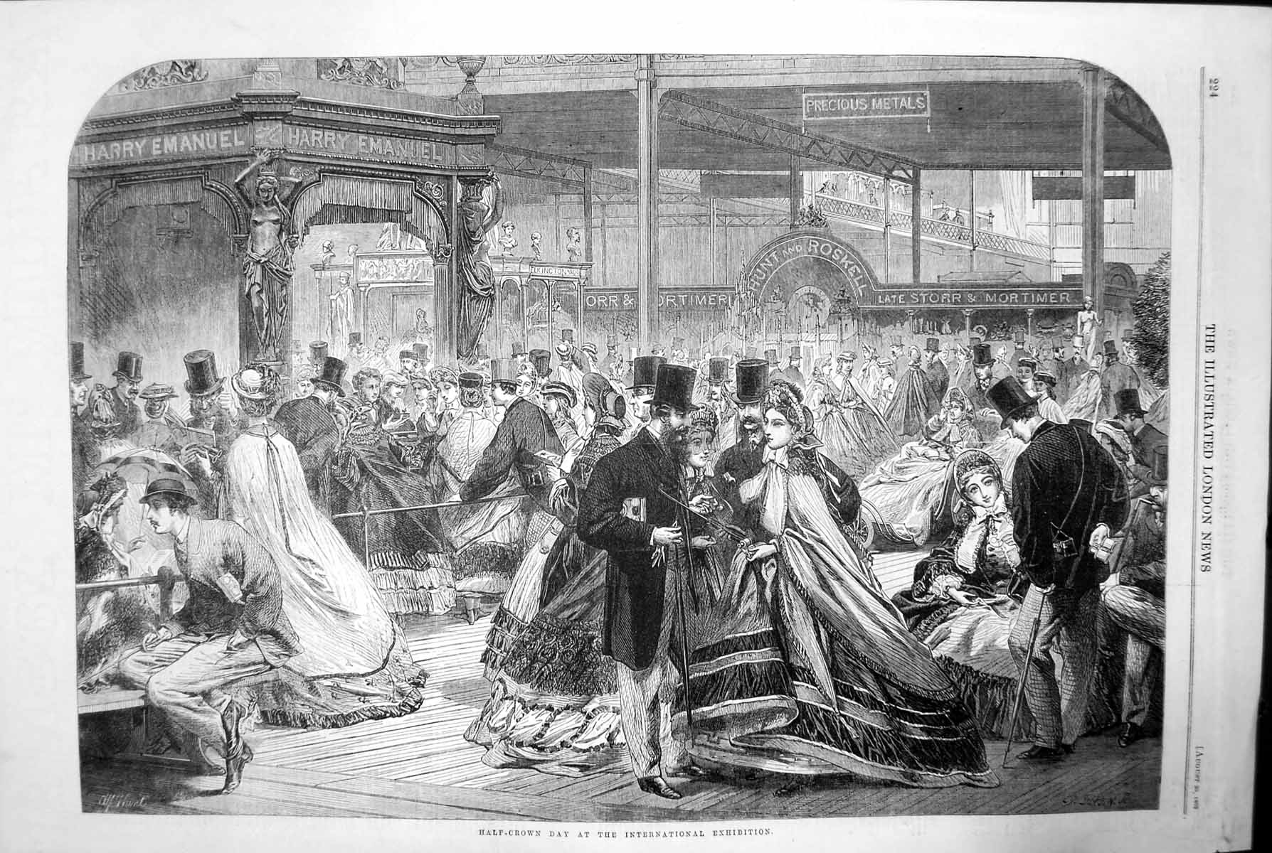 Old Print Half Crown Day At International Exhibition Precious Metals 1862 19th