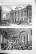 Original Old Antique Print St Pauls School East End Churchyard Schoolroom 1862