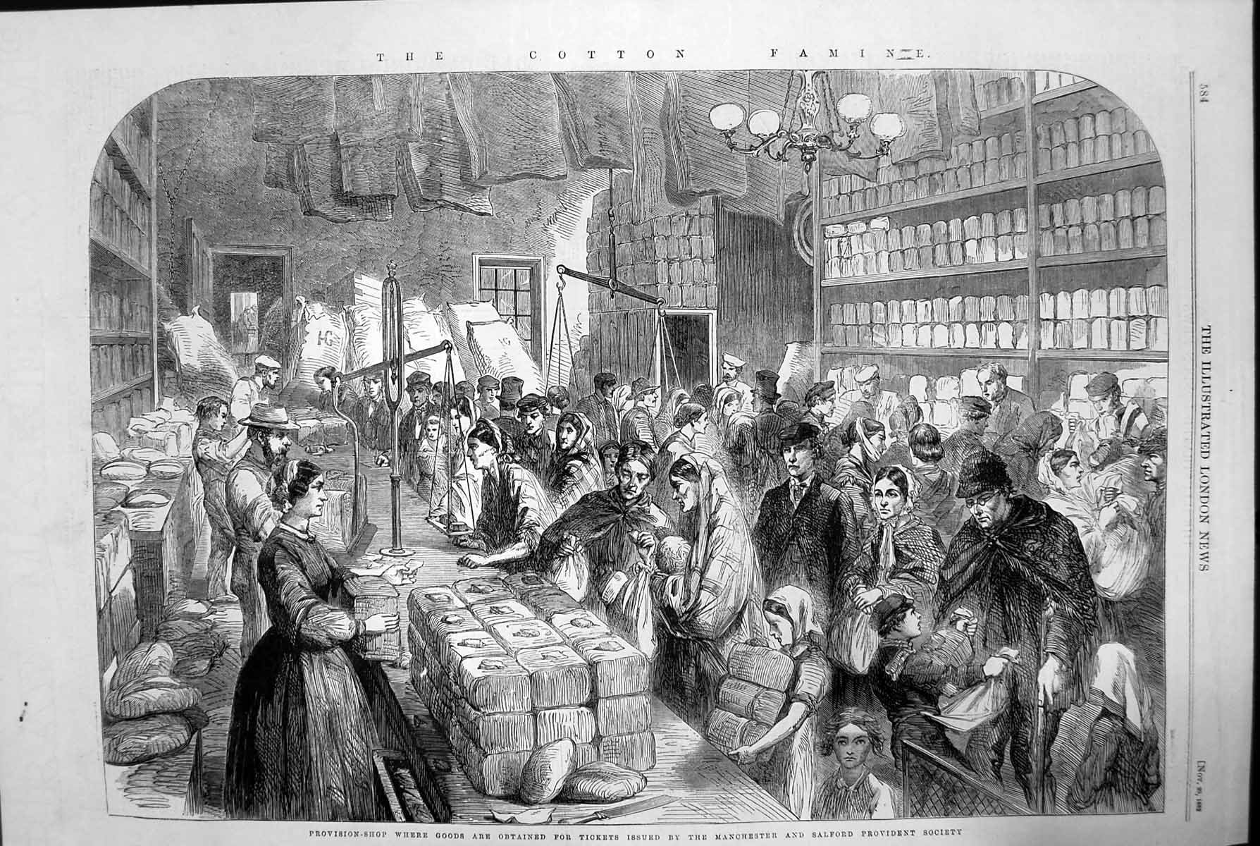 Old Print Provision Shop Goods Manchester Salford Provident Society 1862 19th