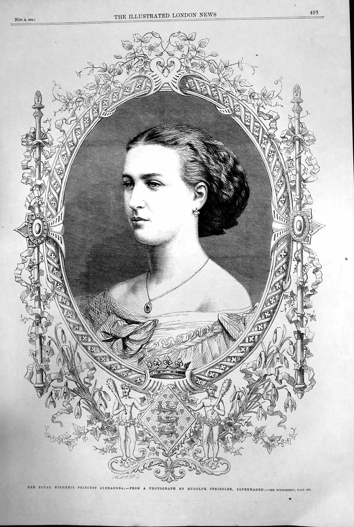 Antique Print Her Royal Highness Princess Alexandra Portrait Striegler 1862