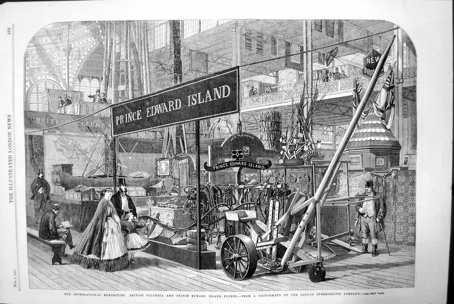 Antique Old Print Exhibition British Columba Prince Edward Island Courts 1862