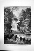 Antique Print Tourist Season In Scotland Falls Muick Ballater Fishing 1881 19th