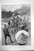 Antique Old Print Black Mountain Expedition General Elles Enemy Shringri 1891