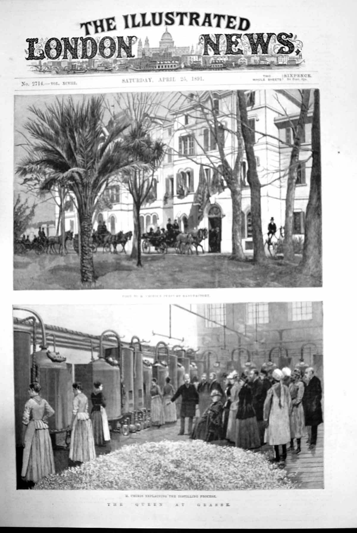 Antique Print Queen At Grasse M Chris'S Perfume Manufactory Distilling 1891