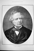 Original Old Antique Print The Late Earl Granville Portrait 1891 19th