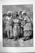 Antique Print A Nautch Girl Dancing Woodville Turban Music Instruments 1891