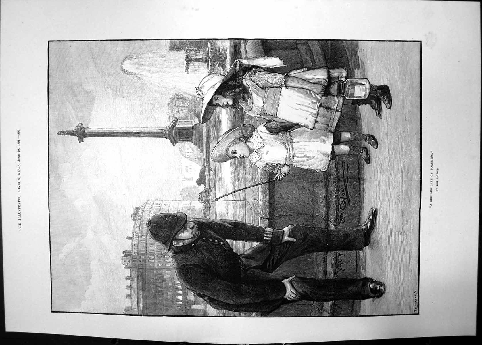Old Antique Print Serious Case Poaching 1801 Police Girls Fishing Taylor 19th