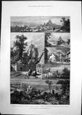 Old Print Launceston Cornwall 1881 St.Catherines Hill Castle St.Stephens 19th
