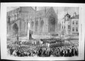 Antique Old Print Inauguration Memorial Statue Market Place Boston 1862 Crowd