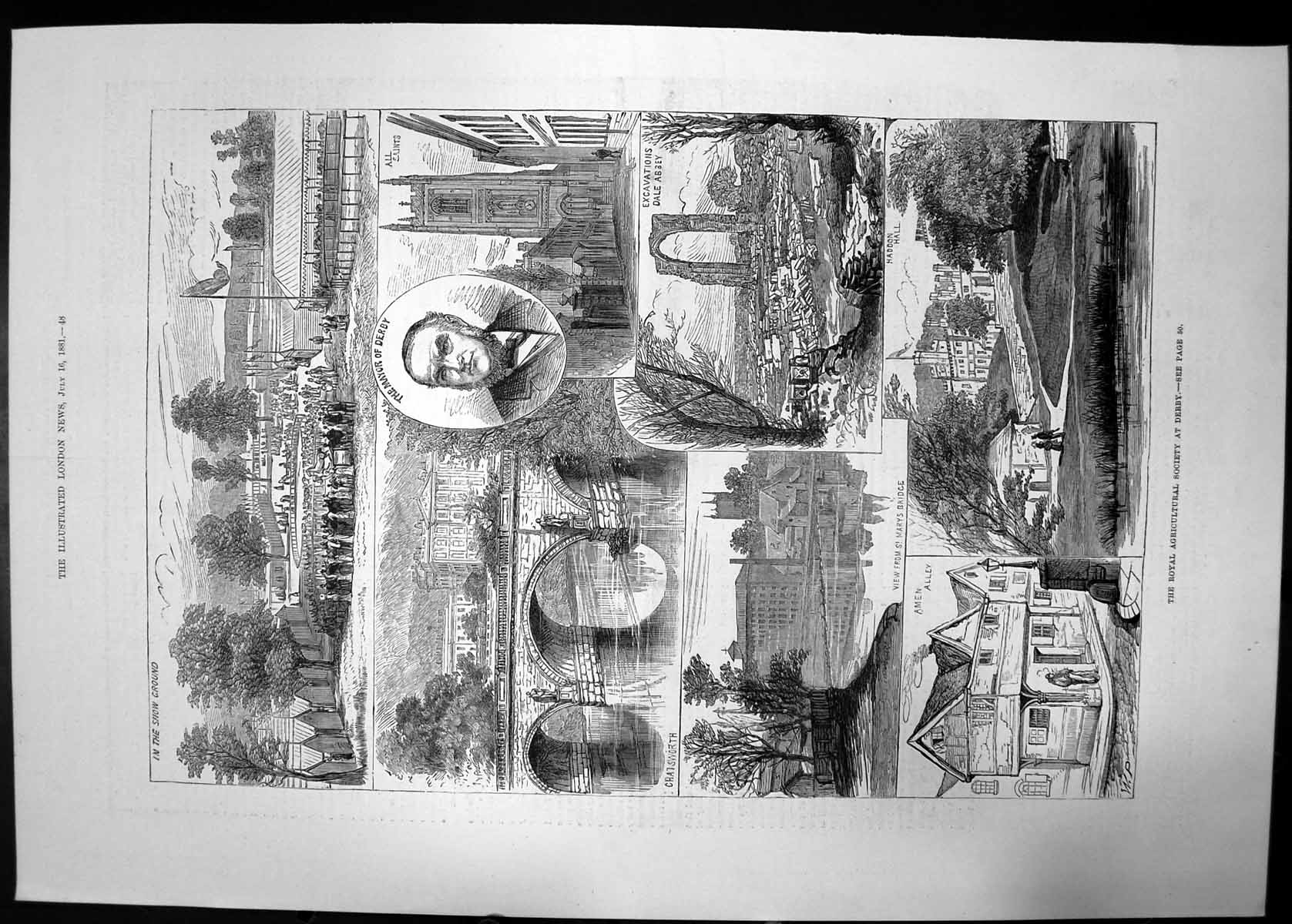 Old Antique Print Royal Agricultural Society Derby 1881 Mayor Show Ground 19th