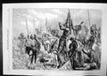 Antique Old Print Battle Agincourt Gilbert 1863 Horses Siers Fight War Spear