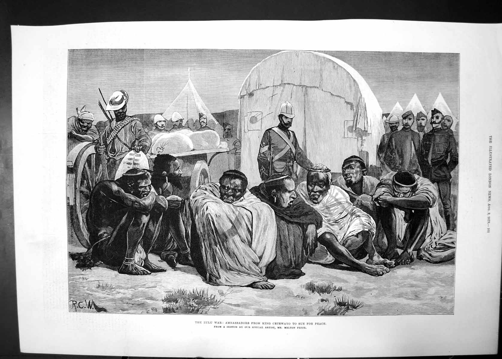 Old Antique Print Zulu War Ambassadors King Cetewayo Sue For Peace 1879 19th