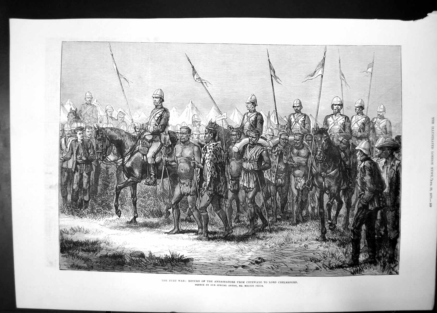 Old Antique Print Zulu War Ambassadors Cetewayo To Lord Chelmsford 1879 19th