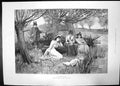 Original Old Antique Print His Favourite Spot Quiet Angling Walton 1891 Women