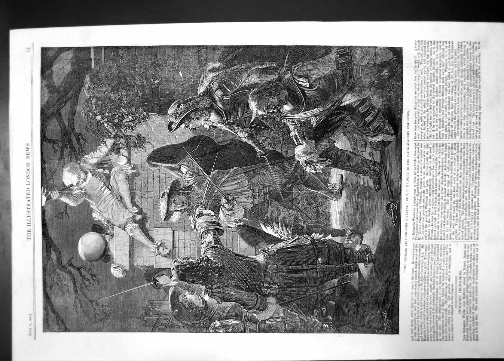 Old Antique Print Outrage On Sir John Coventry Maguire 1860 Battle Fight 19th