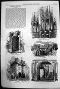 Original Old Antique Print Lancaster Castle Parish Church Kings Arms 1868 19th
