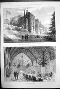 Original Old Antique Print Prince Wales Berkeley Castle Gloucestershire 1873