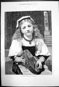 Original Old Antique Print The Broken Tambourine By P De Coninck 1873 Victorian