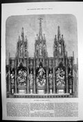 Original Old Antique Print New Reredos Altar Gloucester Cathedral 1873 19th