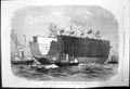 Original Old Antique Print Launch Bermuda Floating Dock North Woolwich 1868