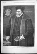 Original Old Antique Print Richard Norton Governor Norham Castle 1868 Victorian
