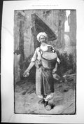 Original Old Antique Print A Sherbet Seller At Cairo 1884 19th