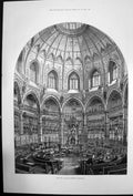 Original Old Antique Print New Council Chamber Guildhall 1884 19th