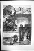Old Antique Print Ride Across Australia Mud Spring Tapping Aj Vogan 1890 19th