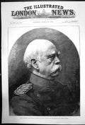 Antique Old Print Prince Bismarck Prussian Minister Chancellor Germany 1890
