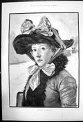 Original Old Antique Print Sunday Morning Ge Robertson Lady Wearing Hat 1890
