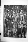 Original Old Antique Print A Deserter Sidney Paget Group Armed Siers 1884 19th
