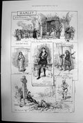 Antique Old Print Hamlet Princesss Theatre Wilson Barrett Miss Eastlake 1884