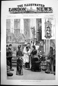 Original Old Antique Print Christening Infant Duke Albany Esher Church 1884
