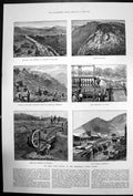 Original Old Antique Print De Kaap GFields In Transvaal South Africa 1887 19th